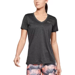Women's Under Armour Tech™ Twist V-Neck Tee -Under Armor shop 2633463 Carbon Heather