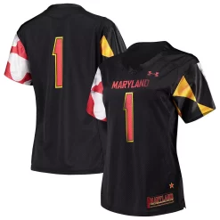 Women's Under Armour #1 Black Maryland Terrapins Finished Replica Jersey