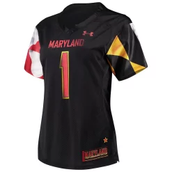 Women's Under Armour #1 Black Maryland Terrapins Finished Replica Jersey -Under Armor shop 4055142 ALT2
