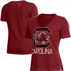 Women's Under Armour Garnet South Carolina Gamecocks Logo Performance V-Neck T-Shirt