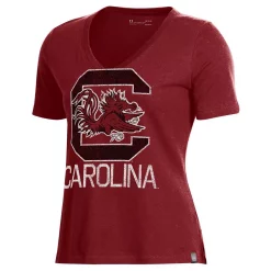 Women's Under Armour Garnet South Carolina Gamecocks Logo Performance V-Neck T-Shirt -Under Armor shop 4055240 ALT2