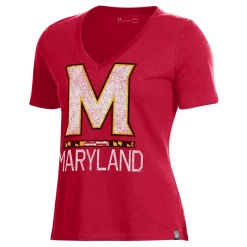 Women's Under Armour Red Maryland Terrapins Logo Performance V-Neck T-Shirt -Under Armor shop 4087526 ALT2