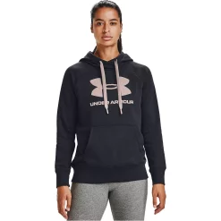 Women's Under Armour Rival Fleece Logo Hoodie -Under Armor shop 4246170 Black Rose