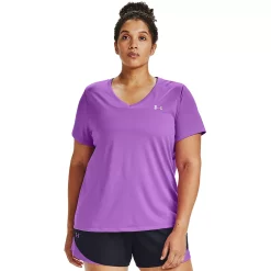 Plus Size Under Armour Tech V-Neck Tee -Under Armor shop 4261934 Exotic Bloom