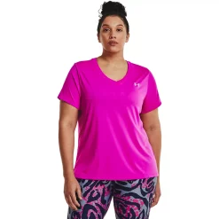 Plus Size Under Armour Tech V-Neck Tee -Under Armor shop 4261934 Meteor Pink