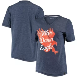 Women's Under Armour Heathered Navy Auburn Tigers V-Neck T-Shirt