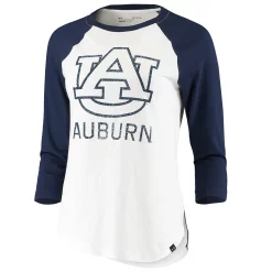 Women's Under Armour White/Navy Auburn Tigers Performance Cotton 3/4-Sleeve Raglan T-Shirt -Under Armor shop 4369288 ALT2