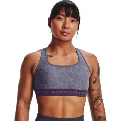 Under Armour Crossback 2.0 Medium-Impact Sports Bra -Under Armor shop 4422552 Tempered Steel Light H