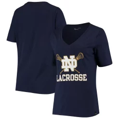 Women's Under Armour Navy Notre Dame Fighting Irish Lacrosse V-Neck T-Shirt