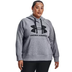 Plus Size Under Armour Rival Fleece Logo Hoodie -Under Armor shop 4549575 Steel Medium Heather