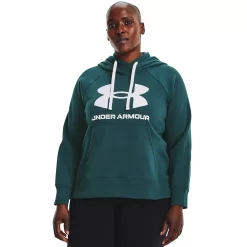 Plus Size Under Armour Rival Fleece Logo Hoodie -Under Armor shop 4549575 Tourmaline Teal