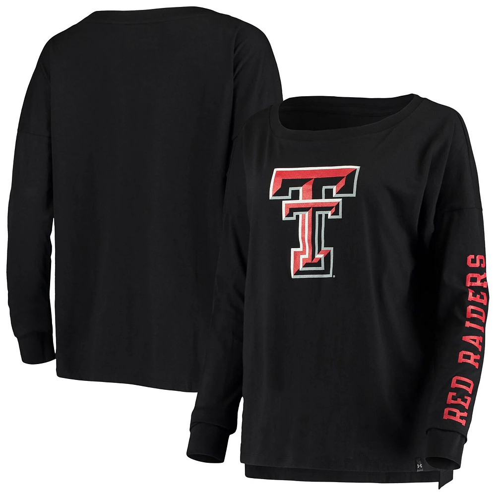 Women's Under Armour Black Texas Tech Red Raiders 2-Hit Performance Long Sleeve T-Shirt