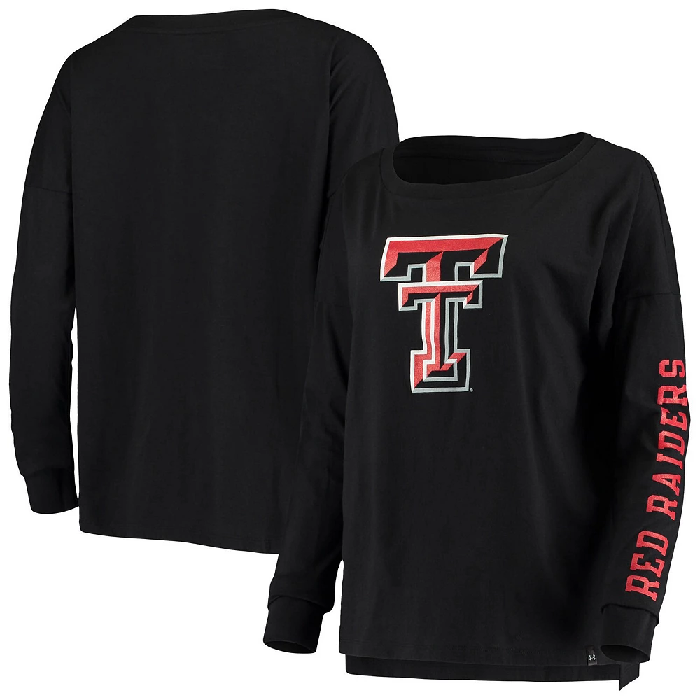 Women's Under Armour Black Texas Tech Red Raiders 2-Hit Performance Long Sleeve T-Shirt - Image 2