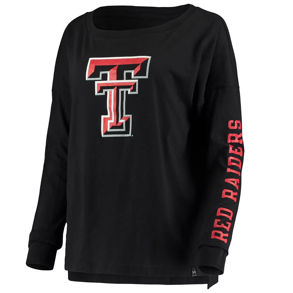 Women's Under Armour Black Texas Tech Red Raiders 2-Hit Performance Long Sleeve T-Shirt - Image 3