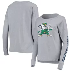 Women's Under Armour Heathered Gray Notre Dame Fighting Irish 2-Hit Performance Long Sleeve T-Shirt