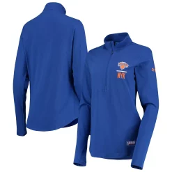 Women's Under Armour Blue New York Knicks Combine Lock Up Tri-Blend Performance Half-Zip Jacket