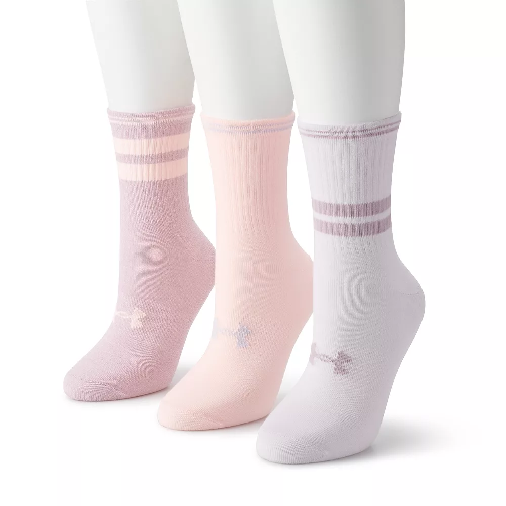 Women's Under Armour 3-Pack Essential Crew Socks Women's Under Armour 3-Pack Essential Crew Socks -Under Armor shop 5003780 Cool Pink