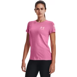 Women's Under Armour Freedom Veterans Day Banner Crewneck Tee -Under Armor shop 5011932 Flamingo
