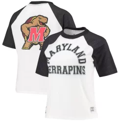 Women's Under Armour White/Heathered Black Maryland Terrapins Fade Raglan T-Shirt