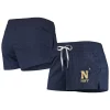 Women's Under Armour Heathered Navy Navy Midshipmen Performance Cotton Shorts