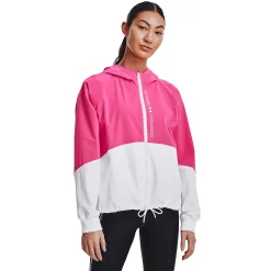 Women's Under Armour UA Storm Woven Full-Zip Jacket -Under Armor shop 5175908 Electro Pink White