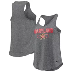 Women's Under Armour Heathered Charcoal Maryland Terrapins Tri-Blend Performance Tank Top
