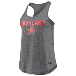 Women's Under Armour Heathered Charcoal Maryland Terrapins Tri-Blend Performance Tank Top -Under Armor shop 5275372 ALT2