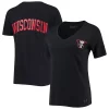 Women's Under Armour Black Wisconsin Badgers Vault V-Neck T-Shirt
