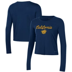 Women's Under Armour Navy Cal Bears Vault Cropped Long Sleeve T-Shirt