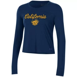 Women's Under Armour Navy Cal Bears Vault Cropped Long Sleeve T-Shirt -Under Armor shop 5276030 ALT2