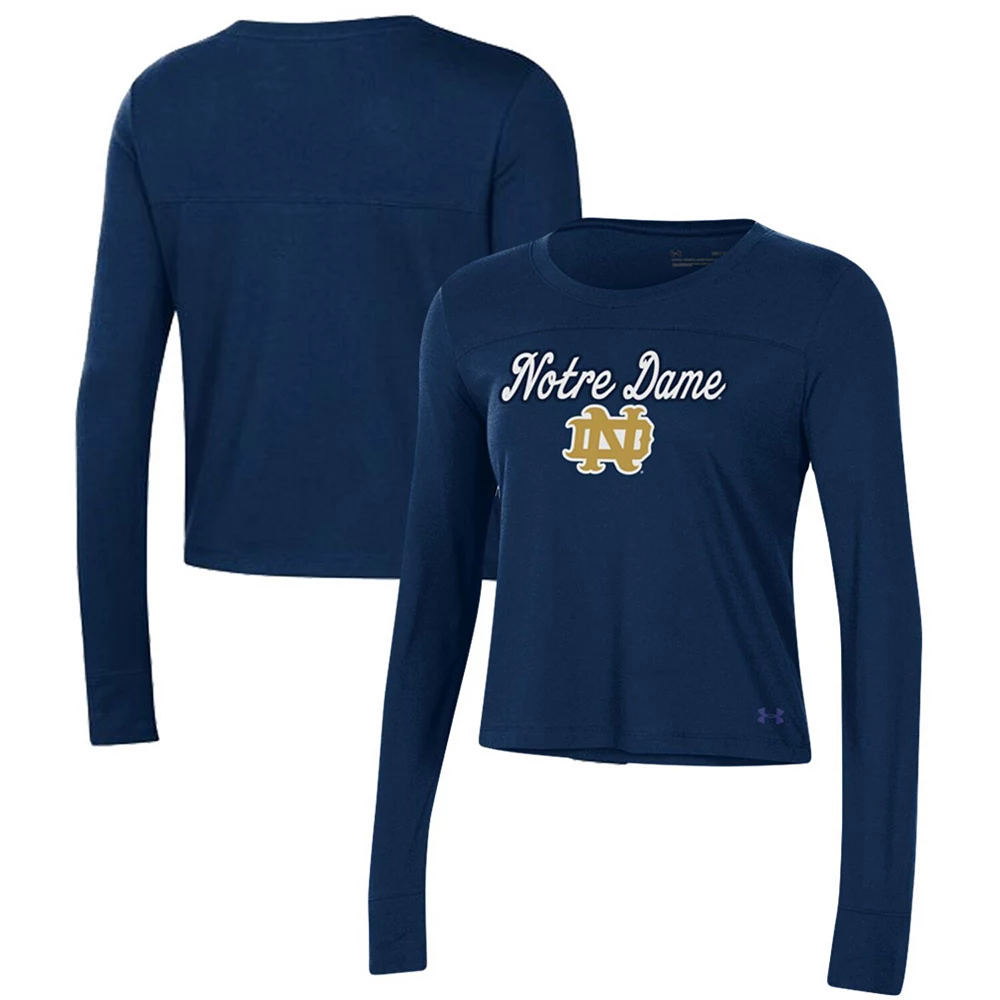Women's Under Armour Navy Notre Dame Fighting Irish Vault Cropped Long Sleeve T-Shirt Women's Under Armour Navy Notre Dame Fighting Irish Vault Cropped Long Sleeve T-Shirt -Under Armor shop 5276057