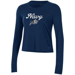 Women's Under Armour Navy Navy Midshipmen Vault Cropped Long Sleeve T-Shirt -Under Armor shop 5276061 ALT2
