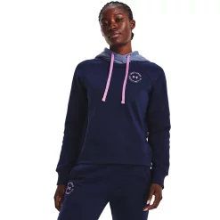 Women's Under Armour Rival Fleece Colorblock Hoodie -Under Armor shop 5556876 Midnight Navy