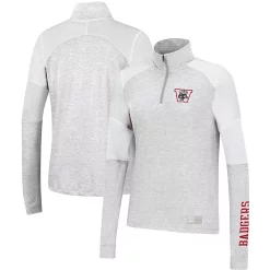 Women's Under Armour Heathered Gray Wisconsin Badgers Sleeve Hit Raglan Quarter-Zip Jacket