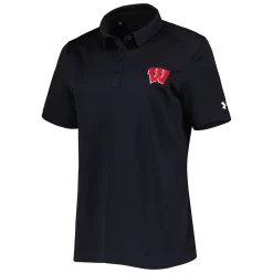 Women's Under Armour Black Wisconsin Badgers Tech Mesh Performance Polo -Under Armor shop 5980644 ALT2