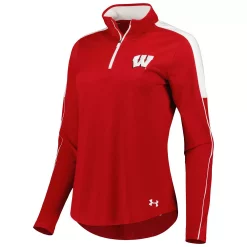 Women's Under Armour Red Wisconsin Badgers Tech Mesh Performance Quarter-Zip Jacket -Under Armor shop 5981023 ALT2
