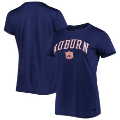 Women's Under Armour Heather Navy Auburn Tigers Vent Tech Arch Logo Performance T-Shirt