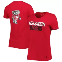 Women's Under Armour Red Wisconsin Badgers 2-Hit Performance T-Shirt