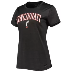 Women's Under Armour Heather Black Cincinnati Bearcats Vent Tech Arch Logo Performance T-Shirt -Under Armor shop 6002551 ALT2