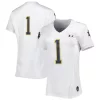 Women's Under Armour #1 White Notre Dame Fighting Irish Replica Football Jersey