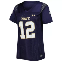 Women's Under Armour #12 Navy Navy Midshipmen Replica Team Football Jersey -Under Armor shop 6156415 ALT2