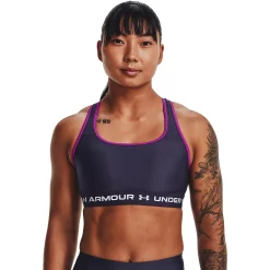 Under Armour Crossback 2.0 Medium-Impact Sports Bra -Under Armor shop 6171360 Tempered Steel